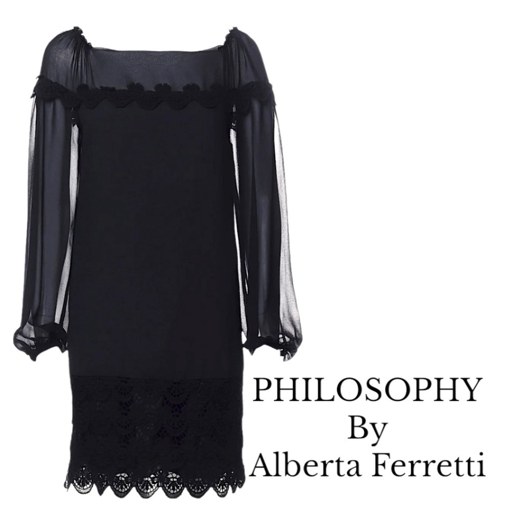 PHILOSOPHY by Alberta Ferretti Shift Short Dress Square Neckline Size 6